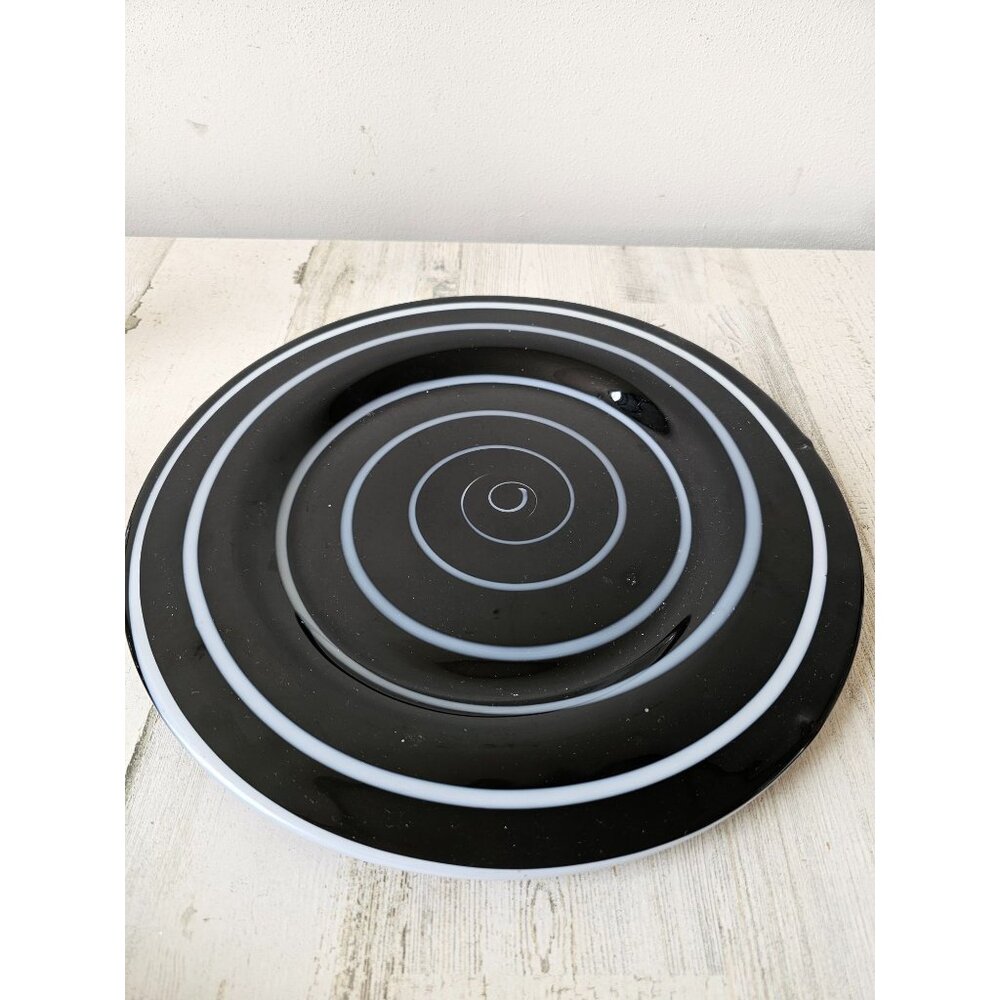 Pier 1 swirl black‎ plate retired white unique dinner 13" large serving plate